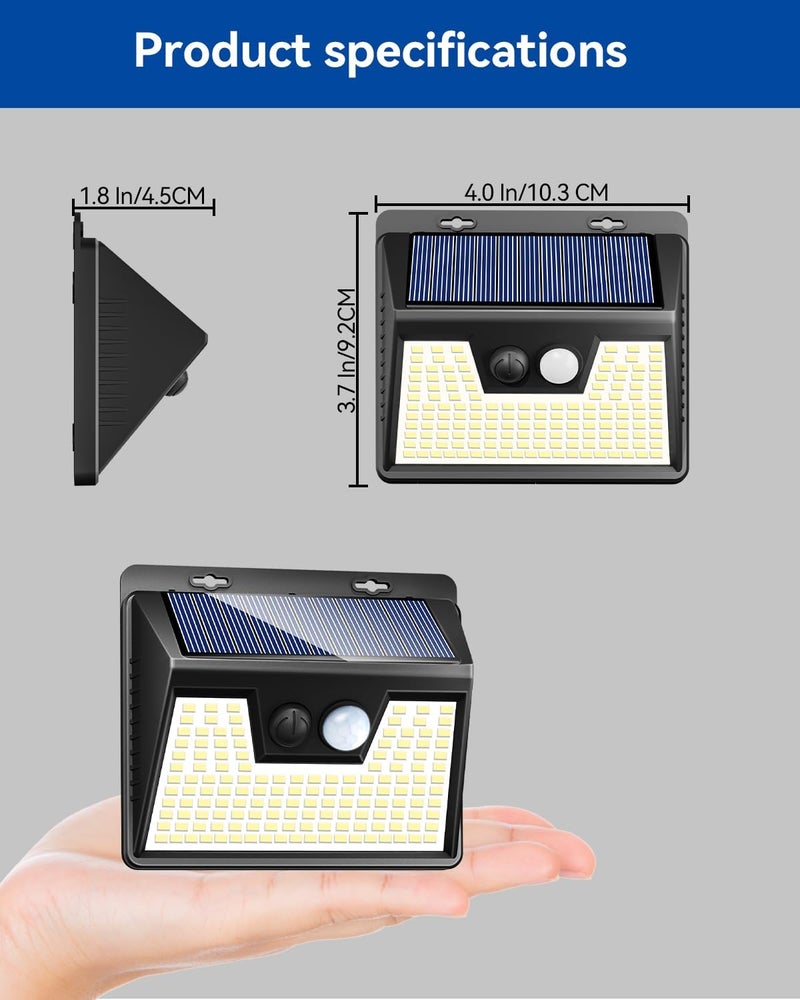 Peasur 140LED Solar Powered Lights Outdoor Waterproof, 3 Packs Motion Sensor Light Ultra-Bright, 3 Modes Fence Security Lighting for Outside Yard Wall Deck Step Garden(Cool White) - Image 3